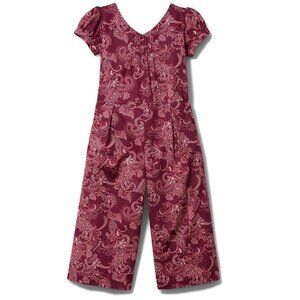 Janie and Jack Library Burgundy Red Paisley Print Flutter Sleeve Romper